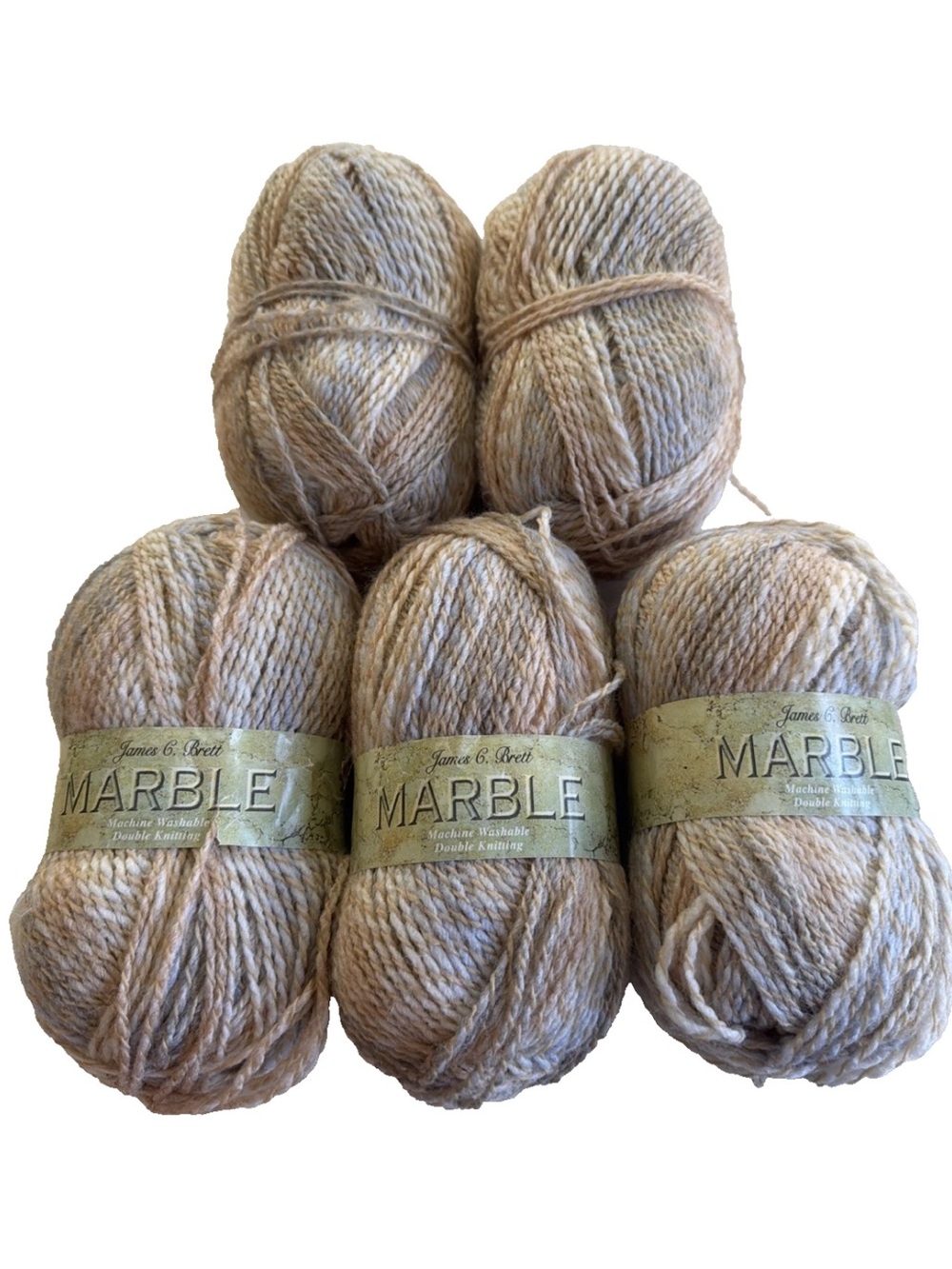 James C Brett Five Skein Lot Marble Double Knit Acrylic Yarn 100g MT23 NIP